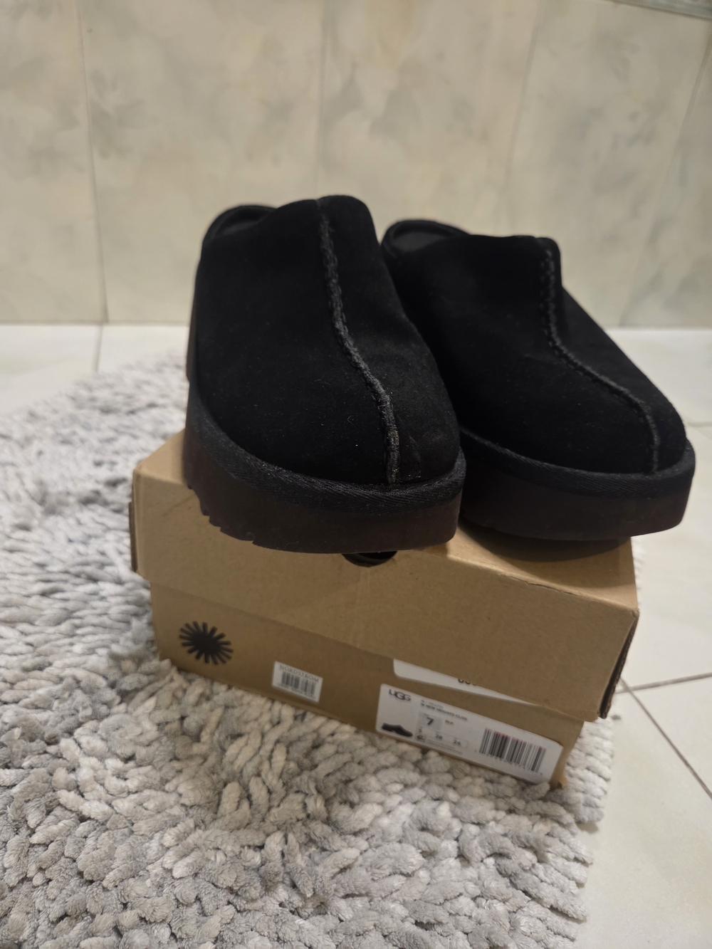 UGG Black Suede Platform Clog Mules - Picture 2 of 3
